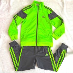 Adidas Track Suit size 6 green/grey